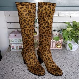 Boden Stretch Leopard Suede Boots